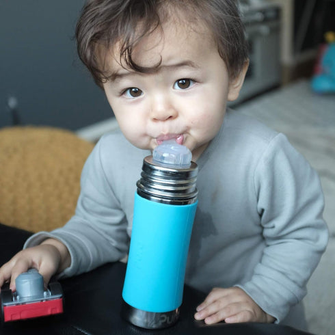 Pura Aqua Swirl Toddler Straw Bottle - Stainless Steel & Plastic Free