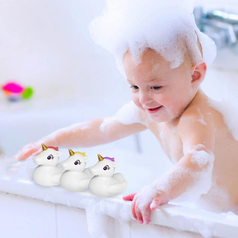 KIDPAPA 4pcs Set Baby Bath Toys,Cute Unicorn Bath Toys for Toddlers,Squirt Bathtub Toys for Boys Girls,Rubber Floating