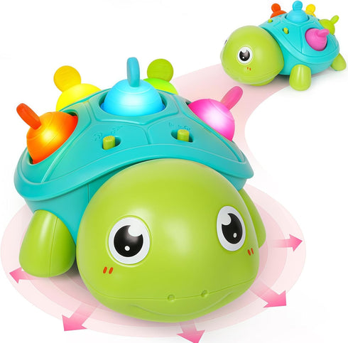 TSYAN Baby Toys 6-12Months, Musical Turtle Crawling Infant Toys, Tummy Time &