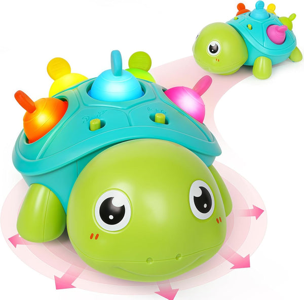 TSYAN Baby Toys 6-12Months, Musical Turtle Crawling Infant Toys, Tummy Time &