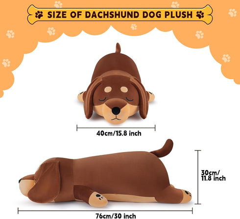 30'' Giant Dachshund Dog Plush Stuffed Animal- Weiner Dog Plush Pillow Plushies, Large Sleeping Dachshund Plush Toy