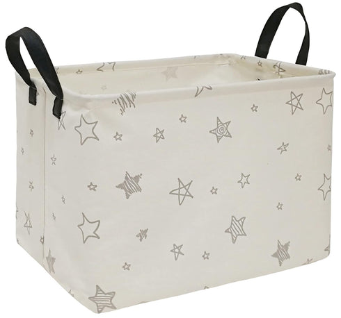 Rectangular Canvas Storage Bin, Waterproof Nursery Hamper with Handles, Gift Basket for Home and Office