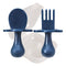 Grabease Baby Led Weaning Supplies, BPA-Free & Phthalate-Free Toddler Fork & Spoon Set, Navy for Self Feeding