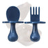 Grabease Baby Led Weaning Supplies, BPA-Free & Phthalate-Free Toddler Fork & Spoon Set, Navy for Self Feeding
