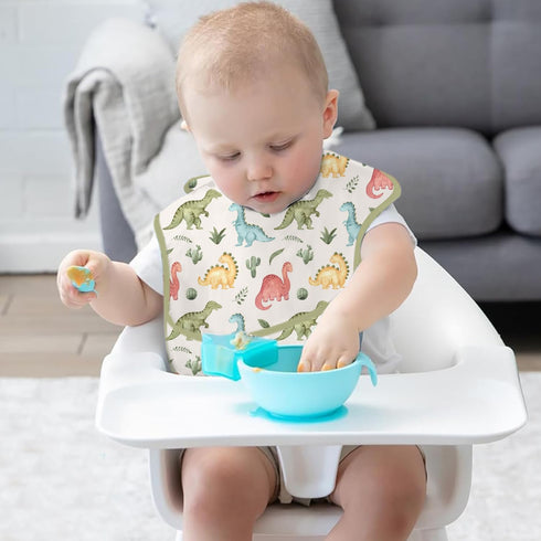 CoolaPeach 3-Pack Waterproof Baby Bibs for Eating - Lightweight Feeding Bibs, Mess Proof, Baby Essential Must Have