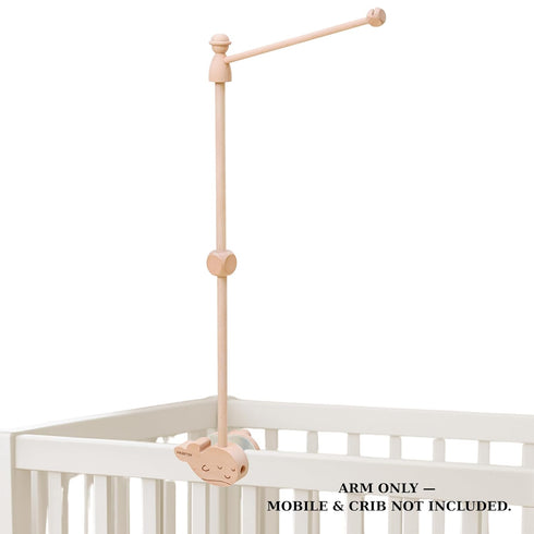 31 Inch, 360 Wooden Baby Crib Mobile Arm, Solid Beech Wood, Rotatable, Whale Design, Adjustable, Anti-Slip, Mobile