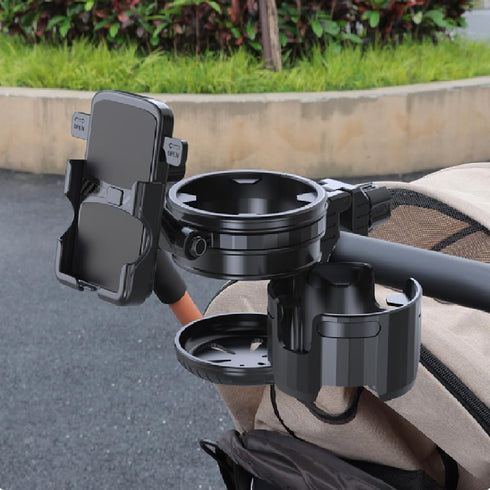 HoneTeek 3-in-1 Stroller Cup Phone Holder, Multifunctional Stroller Cup Holder Attachment with 360