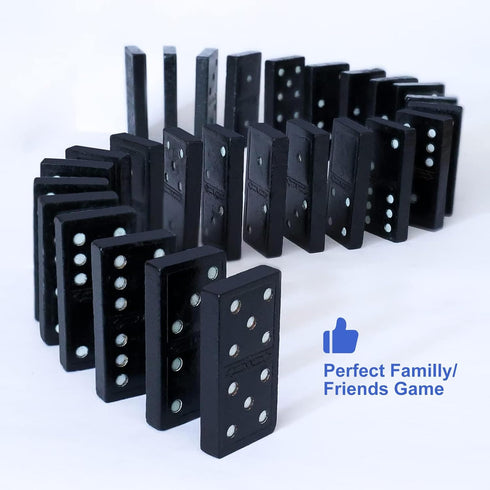 Wooden Double Six Dominoes Set, Classic 28 Pieces Board Game for Kids, Ideal for 2-4 Players