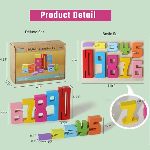10PCS 1-10 Counting 1-3 Wooden Number Building Blocks Montessori - Wooden Stacking Numbers Math Toys, Friends of Ten