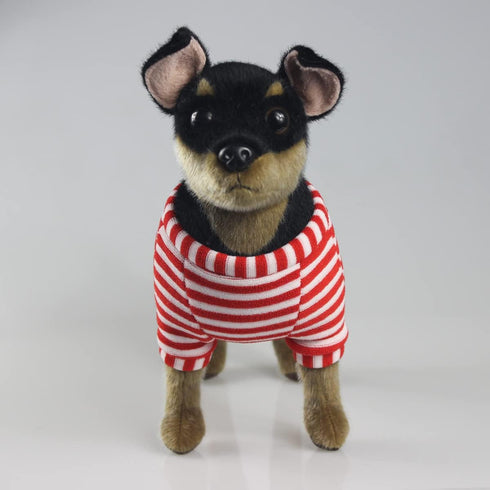 CU-MATE 10 inch Doberman Pinscher Dog Stuffed Animal - Black and Tan Lifelike Plush Toy Gift