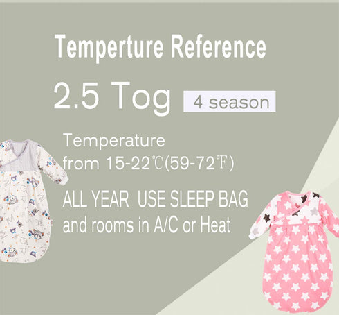 (3-12M) 2.5 Baby Sleeping Sack Long Sleeves Tog Warm Newborn Sleeping Bag with Arms Quilted Swaddle Wearable Blanket