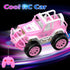 37 Qizebaby Pink RC Car for Girls, Remote Control Jeep Toy with LED Lights, Rechargeable Off-Road RC Truck, Gifts