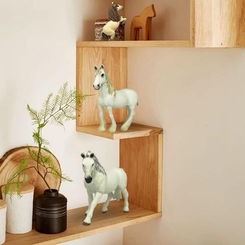 Gemini&Genius 3Pcs Horses Toy, Farm Animal Playset, Mare and Stallion with Baby Action Figures for Kids