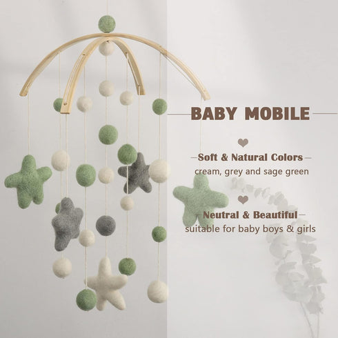 Pack Baby Mobile for Crib - Crib Mobile for Girls, Boys - Mobile for Bassinet, N Play - Boho Crib Mobile - Felt Ball