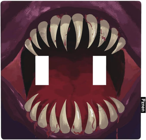 Big Monster Teeth Double Toggle Switch Covers, 2-Gang Wall Plate, Funny Novelty Light Switch Covers