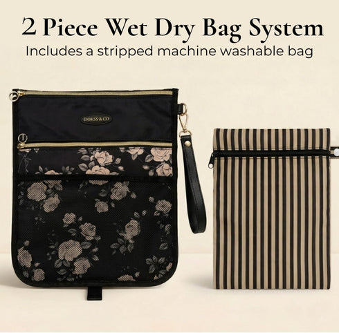 DOKUS & CO Premium Wet Dry Diaper Clutch Structured Waterproof Baby Organizer with Wrist Strap + Matching Washable Wet