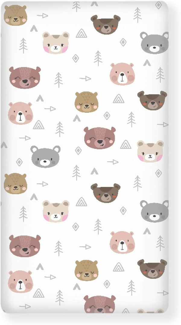 Winpema Cartoon Bears Print Fitted Crib Sheet Bears Baby Crib Sheet Fit Standard