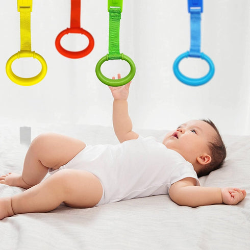 4 Pcs Baby Playpen Pull Up Rings, Crib Assistant Rings for Baby Walking Exercises, Cot Hanging Rings