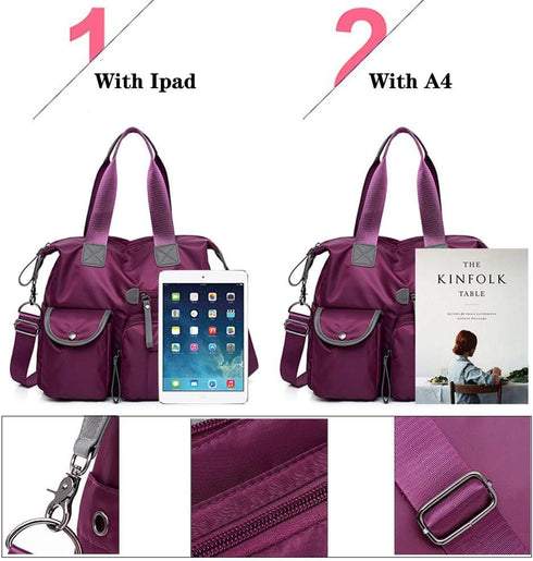 MINTEGRA Waterproof Multi Pocket Nylon Tote Bag for Women