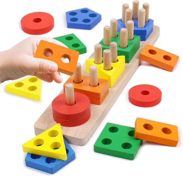 YHHYTOY Montessori Toys for 1 2 3 Year Old - Wooden Baby