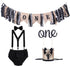 First Birthday Cake Smash High Chair Banner for Baby Boys - Suspenders