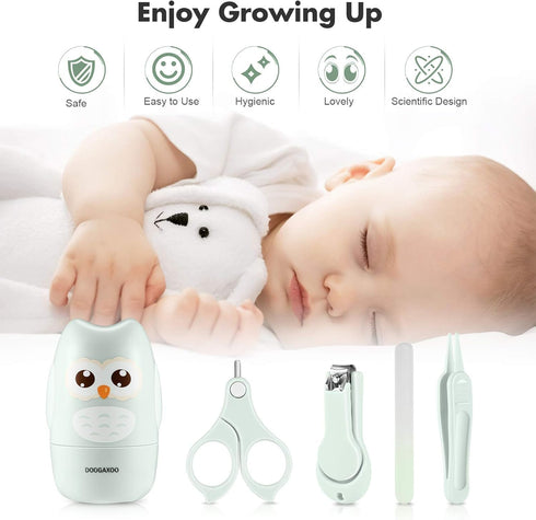 DOOGAXOO 4-in-1 Set Baby Nail Clippers, Safe Baby Nail Kit with Cute Case, Nail Clipper, Scissors, Tweezers, Nail File