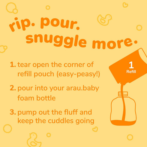 15.21 Oz Arau Baby Foam Body Soap, Citrus Scent Refill, Natural Plant Based Foaming Body Wash for Babies, Infants