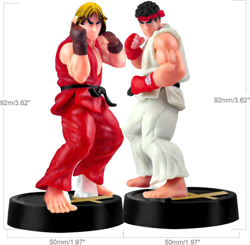 2PCS Solid PVC Street Fighter Hero Action Figure Set, 9.2cm
