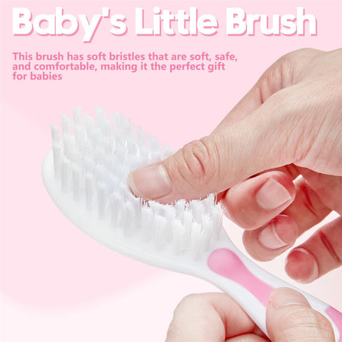 Little Angel Sets, Baby Hair Brush and Comb New Born Baby Hair Brushes, Perfect Baby Registry Gift for Newborns(Pink)