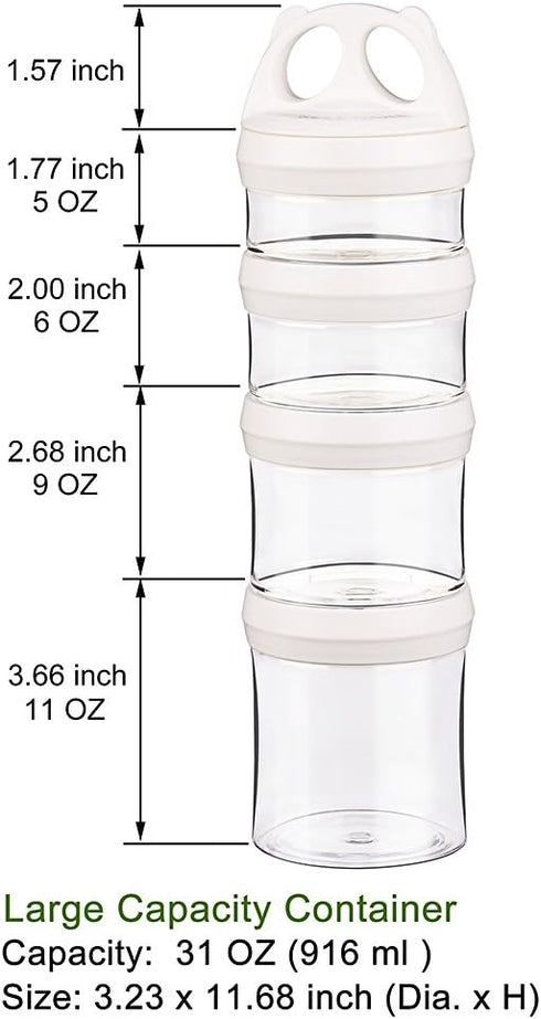BeneLabel Stackable Food Storage Containers - BPA-Free Tritan, Leakproof & Dishwasher Safe, 31 oz (White)