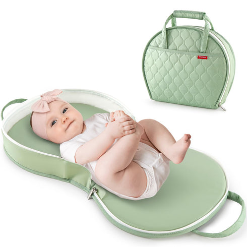 Portable Waterproof Leather Diaper Changing Pad Compact for Travel Diaper Bag, Easy