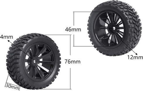 12mm Hex Wheels and Tires w/Foam Inserts for 1/10 RC Touring Car 1/18 Latrax Teton 1/16 Traxxas Slash Wltoys 144001 Redcat Lightning EPX On-Road Tyres, Set of 4 by FriHobby