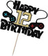 Video Game Happy 12th Birthday Cake Topper, 12 Year Old Boy and Kids Video Game Themed Birthday Decoration, Game