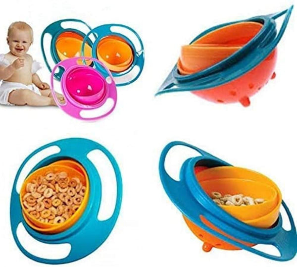 Spill Resistant Gyro Bowl with Lid for Kids