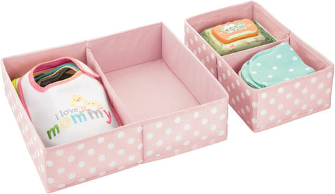 Closet, Set 2, 4 Pack, mDesign Fabric Drawer Organizer Bins, Kids/Baby Nursery Dresser, Shelf, Playroom Organization