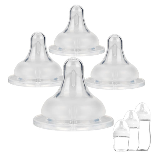 Baby Bottle Nipple for Gulicola Natural Glass Bottle,3m+,Size M Soft Silicone Nipples,Meudim