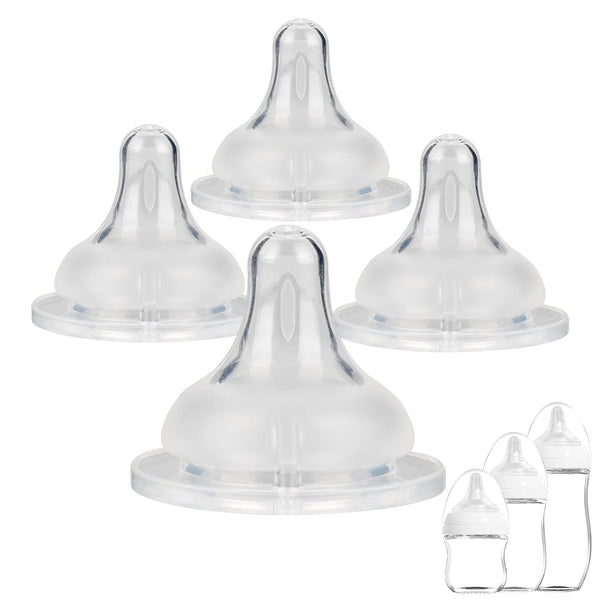 Baby Bottle Nipple for Gulicola Natural Glass Bottle,3m+,Size M Soft Silicone Nipples,Meudim