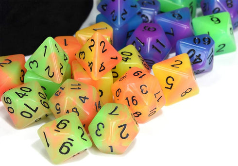 Double Color Glow in The Dark Dice Set, 35 Pieces Polyhedral Dice for RPG DND MTG Games with Black Velvet Pouch
