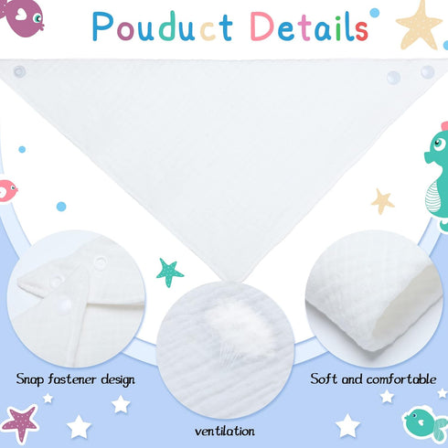 30 Set Giegxin Pcs Muslin Baby Bibs White Baby Bandana Drool Bibs Unisex Solid Colors for Girls Boys Newborn Soft