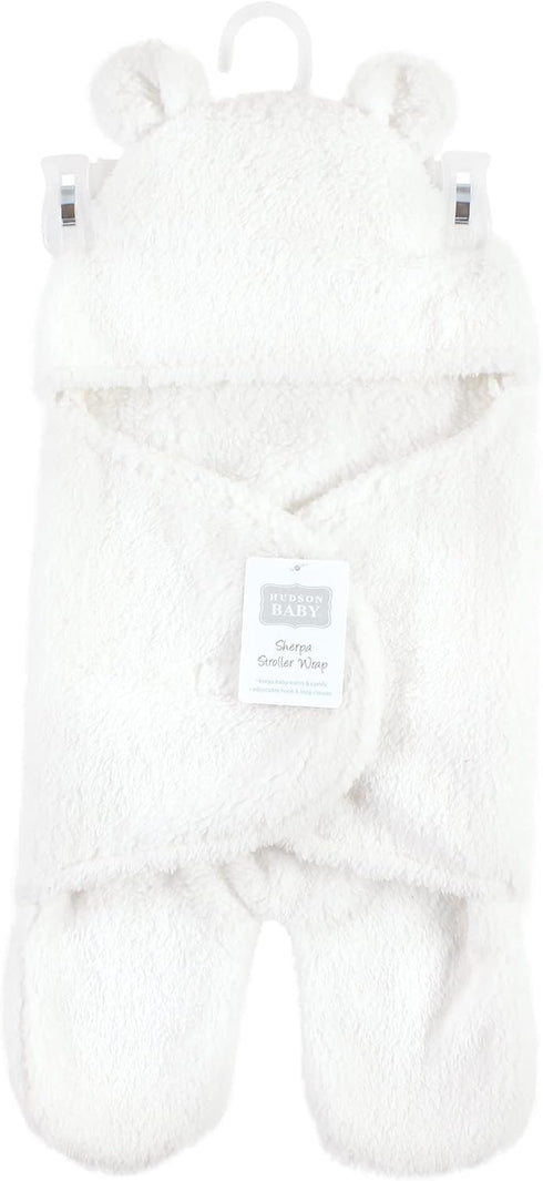 Hudson Baby Unisex Baby Animal Sherpa Baby Outdoor Stroller Sack Wrap, Cream, One Size by Hudson Baby