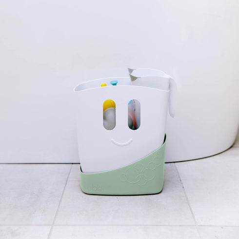 Ubbi Bath Toy Organizer Caddy with Removable Drying Rack Bin & Scoop for Toddlers + Baby, Freestanding Sage