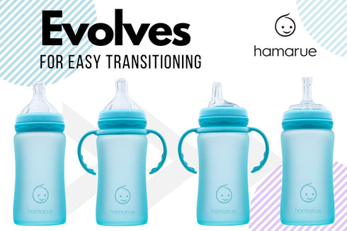 3-in-1 NB+,3M,6M,12M 8 oz) Glass Sippy Cups for Toddlers | Silicone Coated Glass Baby Bottles | Non-Toxic Transition