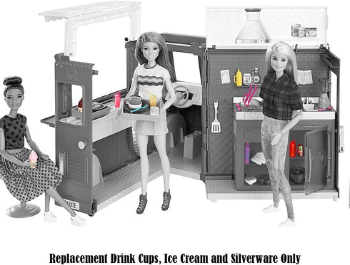 Barbie Replacement Parts for Fresh 'n Fun Food Truck Doll Playset - GMW07 ~ Replacement Drink Cups, Ice Cream and Silverware
