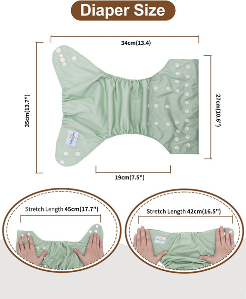 Gussets, 6 Pack 6pcs babygoal Reusable Charcoal Cloth Diapers with Double Washable Baby Pocket Diapers with Charcoal