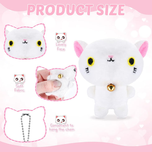 9 Pieces Mini Cat Plush Stuffed Animals, Cute Small Kittens for DIY Keychain Birthday Decoration