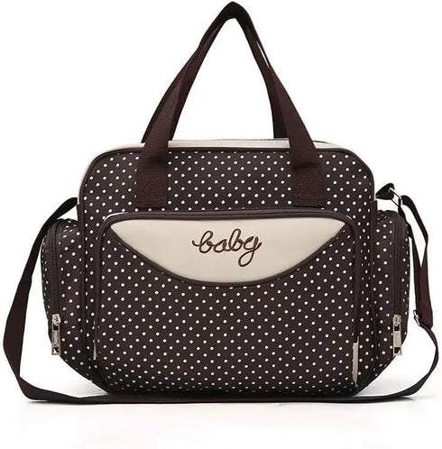 PUPZY 5PCS Set Diaper Bag Tote for Baby Essentials Large Baby Bags for Mom, Waterproof Maternity Bags with Bottle Bag