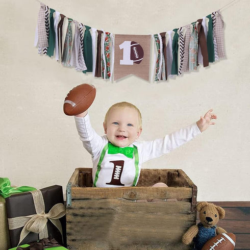 FELIX 1st Football First Birthday High Chair Banner - Football Birthday Decorations,Sport Themed Party Decor Banner