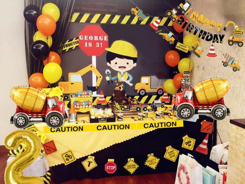 Construction 2nd Birthday Party Supplies, Dump Truck Decorations Kits Set for Kids Two Years Old with Cake Toppers,
