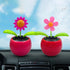Red Solar Dancing Flower Car Dashboard Decorations, Funny Solar Powered Flower Pot Ornaments for Early Development.