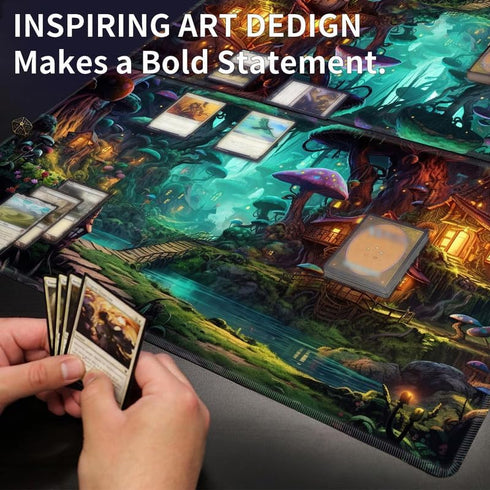 EDGFRTOIO 24"x14" Commander Playmat with Zones for MTG Card Game Playing, Game Mats Tabletop Magic Play Mats Deck